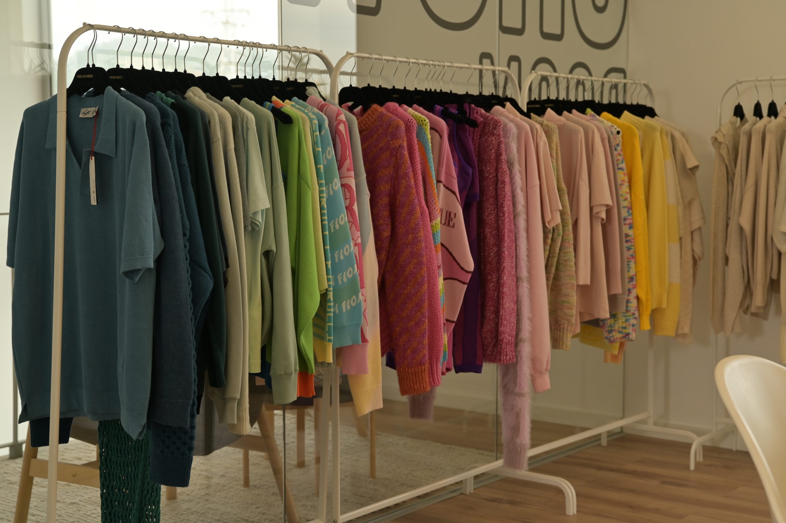 Closeup colorfull showroom view products