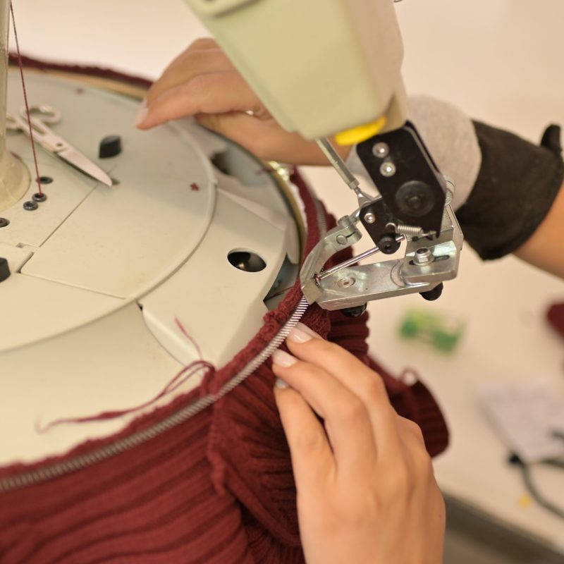 Machine sewing closeup